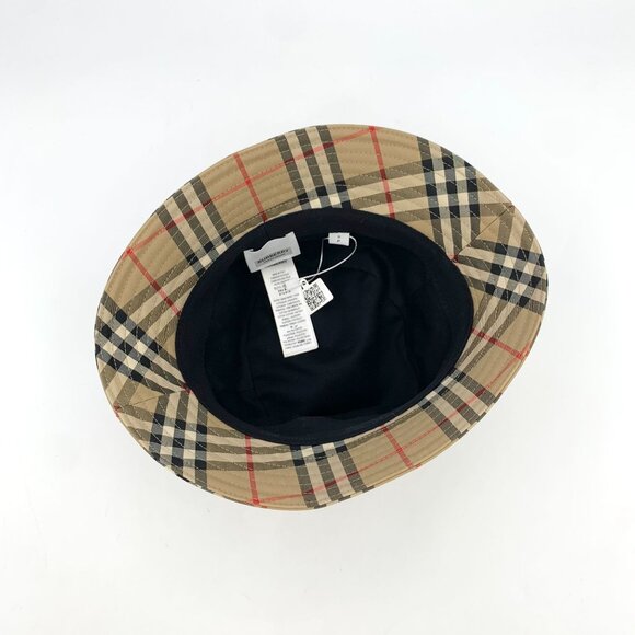 Burberry Classic Checkered Cotton Fishermans Hat Brown Casual Style Brim 6cm Cir - Picture 5 of 9